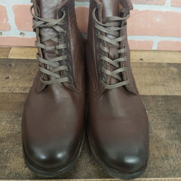 Frye Tyler Lace Up Brown Leather Booties main image 7